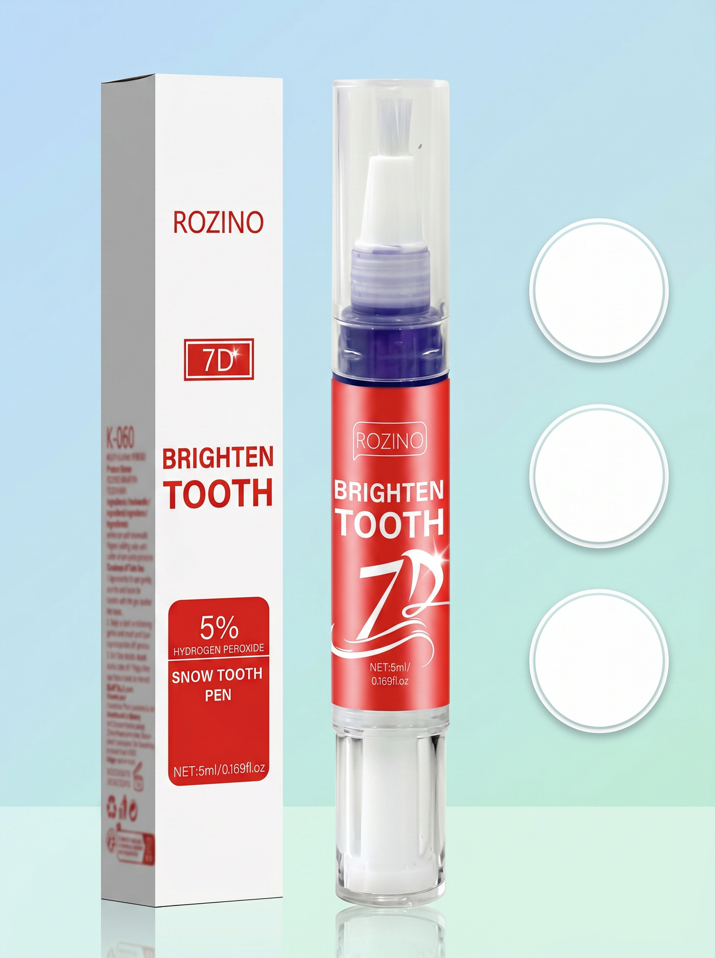 7D Brighten Tooth Whitening Pen, 5% Hydrogen Peroxide Snow Tooth Formula