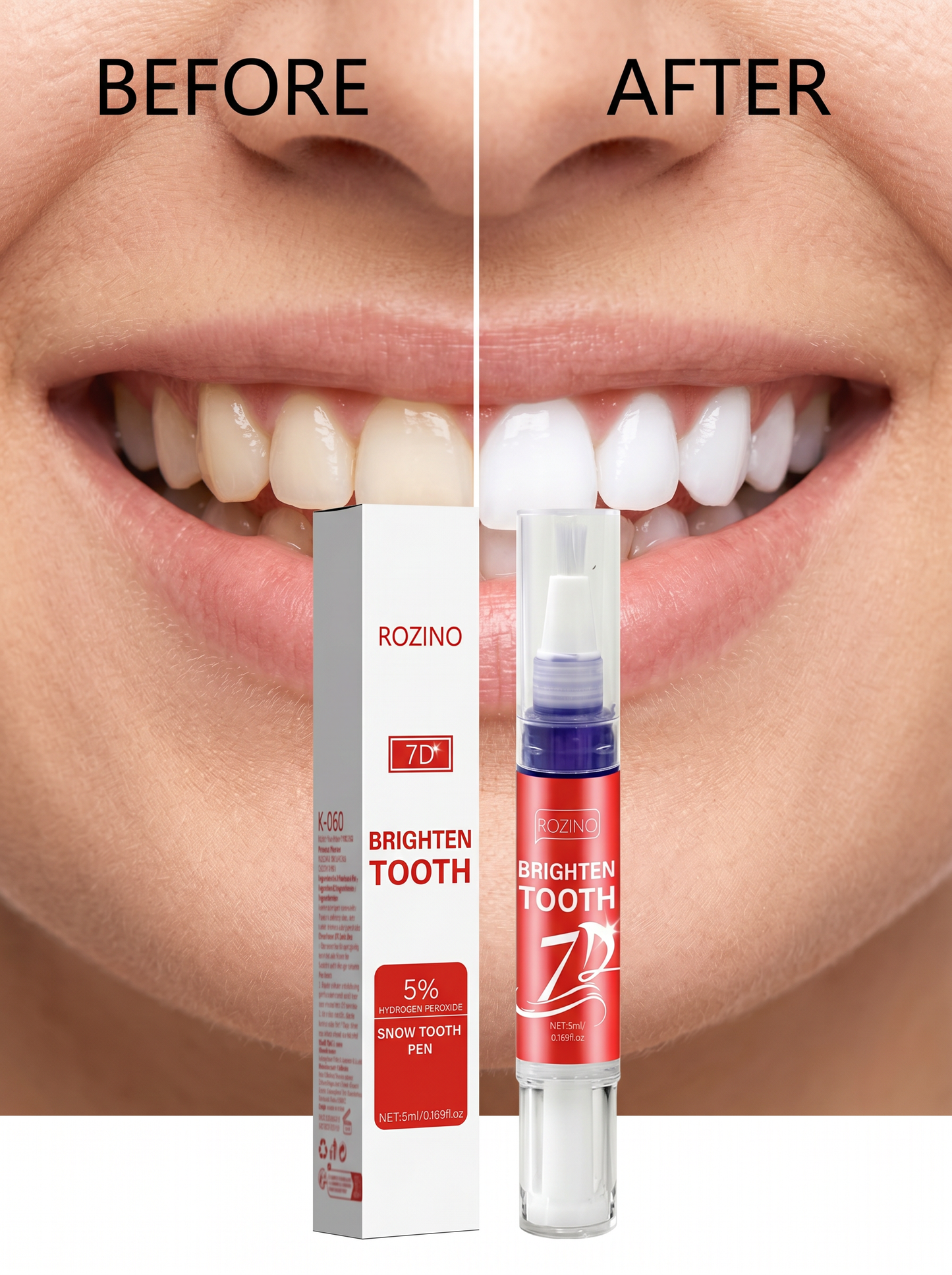 7D Brighten Tooth Whitening Pen, 5% Hydrogen Peroxide Snow Tooth Formula
